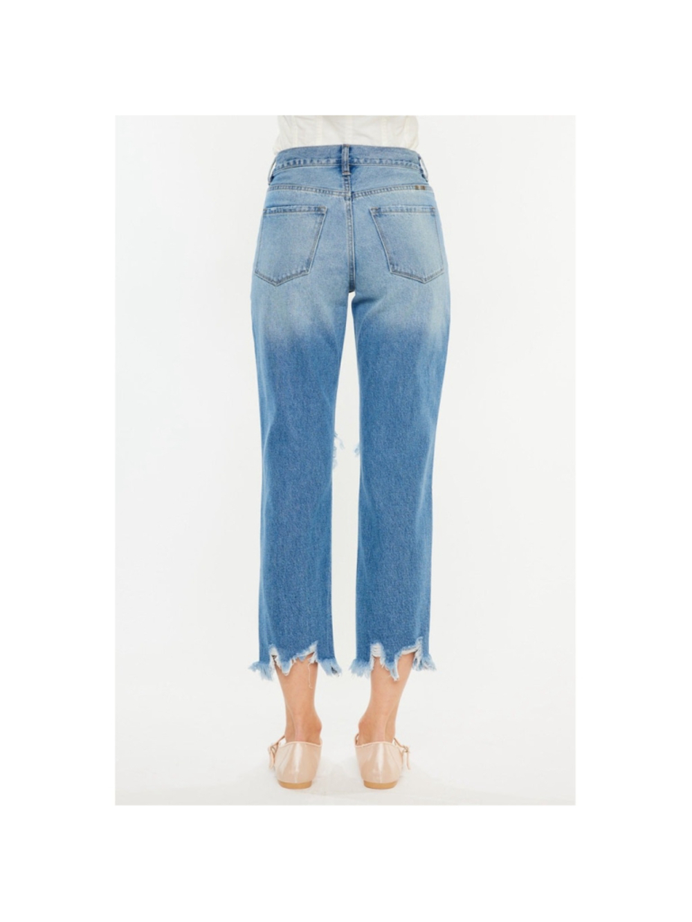 Regina High Rise Mom kancan distressed denim blue jeans 5 / 26 cropped ankle EUC